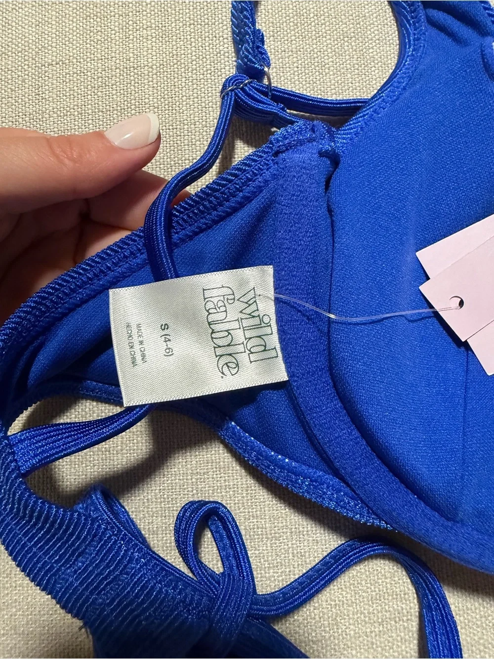 Royal Blue Ribbed Tie-Side Bikini Set